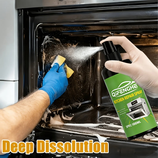 Powerful kitchen cleaner spray by BACKUPMYFILESNOW.COM® in 3.38oz, designed for air fryers, ovens, stoves, cookware, and stain removal.