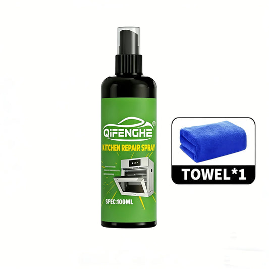 Powerful kitchen cleaner spray by BACKUPMYFILESNOW.COM® in 3.38oz, removes grease, stains, and burnt residue from air fryers, ovens, and cookware.