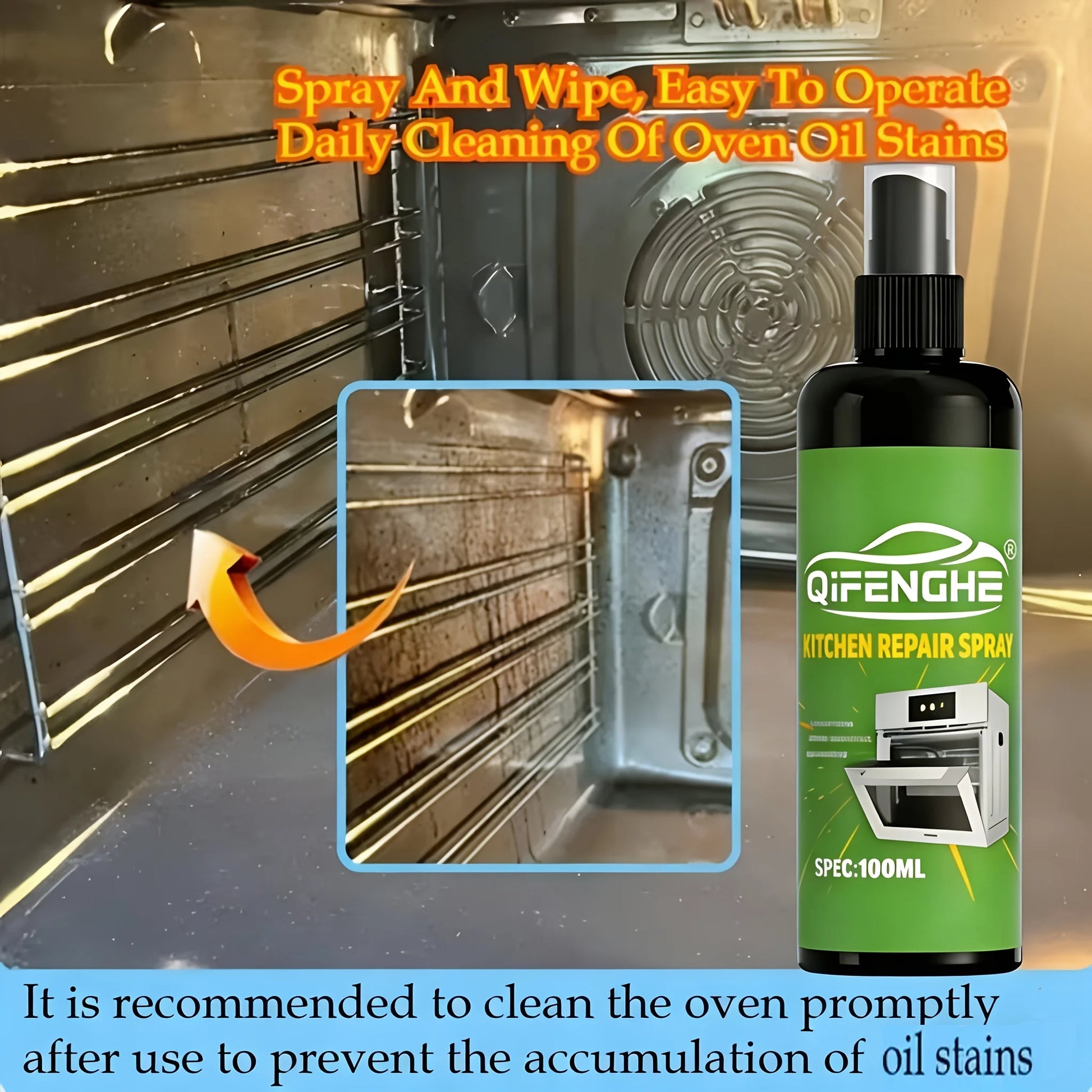 Powerful kitchen cleaner spray by BACKUPMYFILESNOW.COM® for degreasing air fryers, ovens, stoves, and cookware.