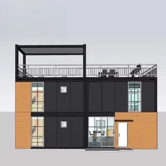 Prefab flat pack modular 2-storey 20ft sea container house with balcony, designed for modern living by BACKUPMYFILESNOW.COM®.