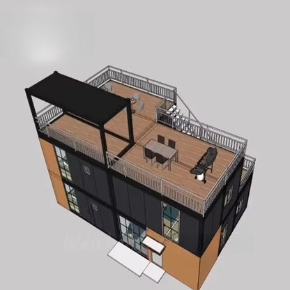 Prefab flat pack modular 2-storey 20ft sea container house with balcony, built by BACKUPMYFILESNOW.COM® for modern living.