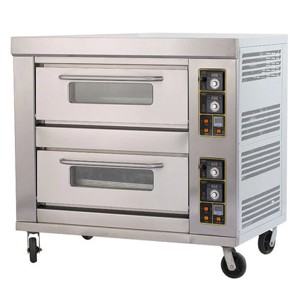 Industrial gas pizza oven for commercial and home use, with a professional design ideal for baking bread and pizzas.