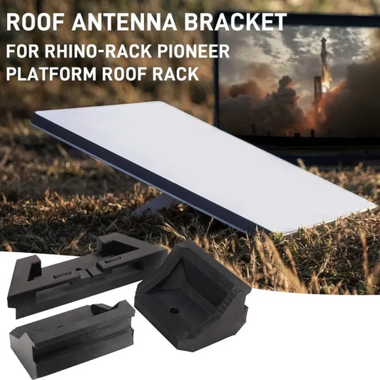 BackupMyFilesNow.com roof antenna bracket for Starlink Mini terminal, ideal for luggage rack installation on vehicle roofs.
