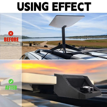 BackupMyFilesNow® roof antenna bracket for Starlink Mini terminal, suitable for roof rack installation on vehicles.