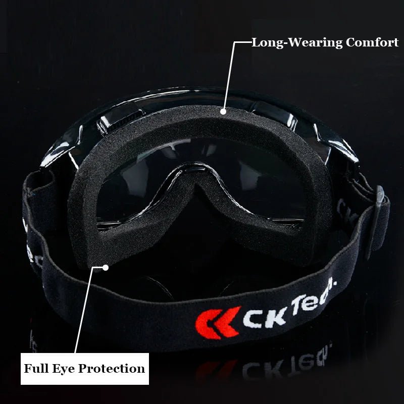 Safety goggles from BACKUPMYFILESNOW.COM® with anti-impact and anti-chemical splash protection, suitable for laboratory work.