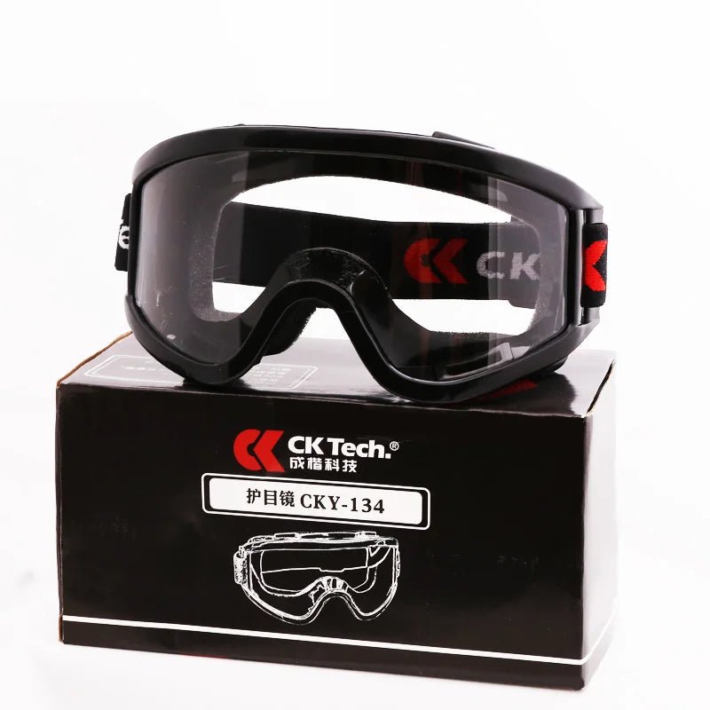 BackupMyFilesNow® safety goggles with clear impact-resistant and chemical splash protection for laboratory or work environments.