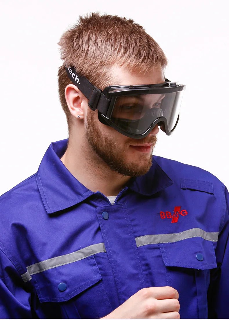 BackupMyFilesNow® safety goggles eyewear with anti-impact and chemical splash protection, suitable for laboratory and work environments.
