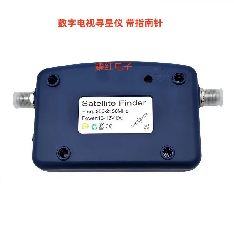Digital satellite finder with compass, STAR FINDER SF-95DR by BACKUPMYFILESNOW.COM®, showing device with digital display and antenna connection