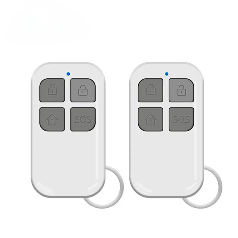 Wireless smart home door and window security system with magnetic burglar sensor and remote alarm for garage security.