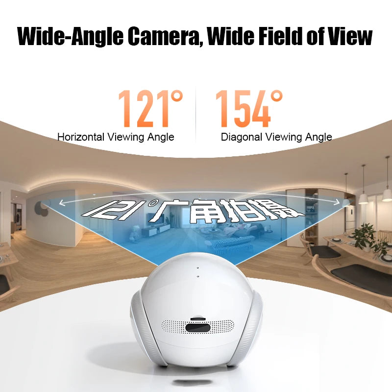 Smart robot home security camera with infrared night vision, 2-way audio, AI motion detection, and dual-band WiFi from BackupMyFilesNow.com.