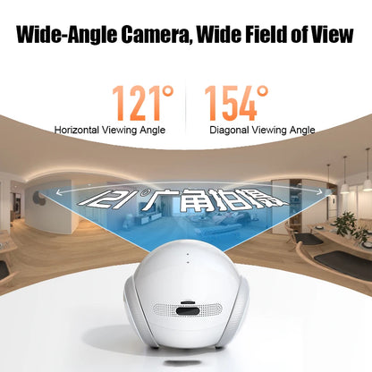 Smart robot home security camera with infrared night vision, 2-way audio, AI motion detection, and dual-band WiFi from BackupMyFilesNow.com.