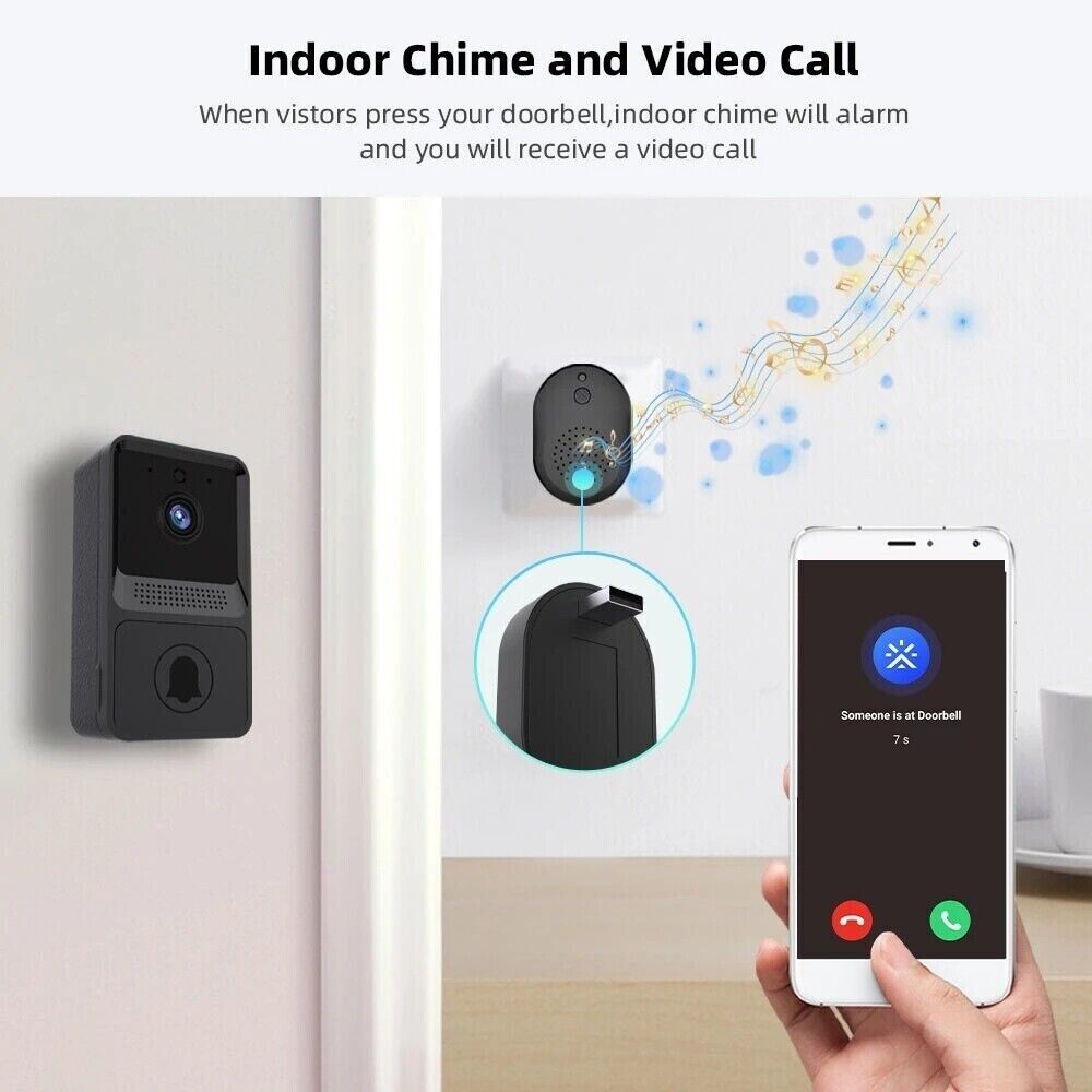 Smart wireless WiFi doorbell with video camera, intercom, and doorbell chime for home security by BackupMyFilesNow.com