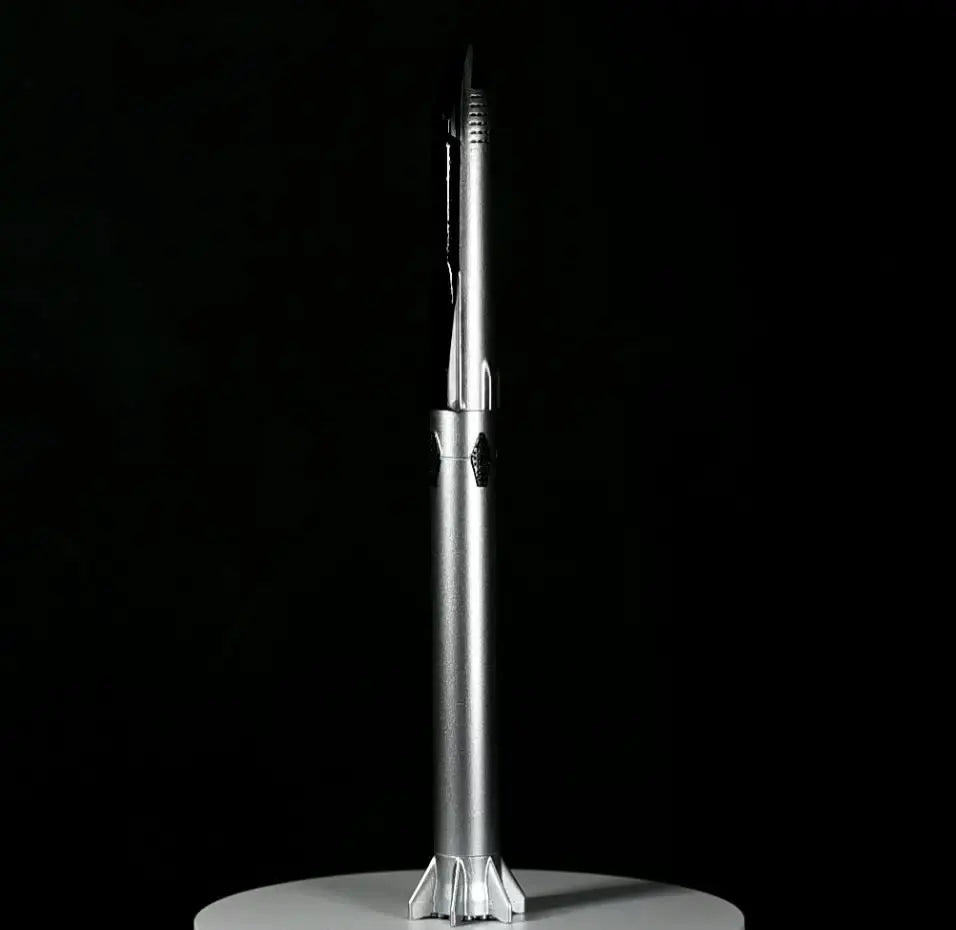Detailed SpaceX Starship rocket model by BACKUPMYFILESNOW.COM®, ideal as a desktop ornament or birthday gift, showcasing intricate design.