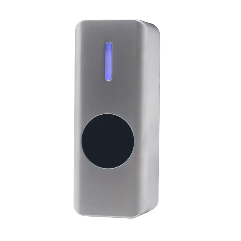 Stainless steel 12V contactless infrared sensor exit button with no-touch operation for secure access control.