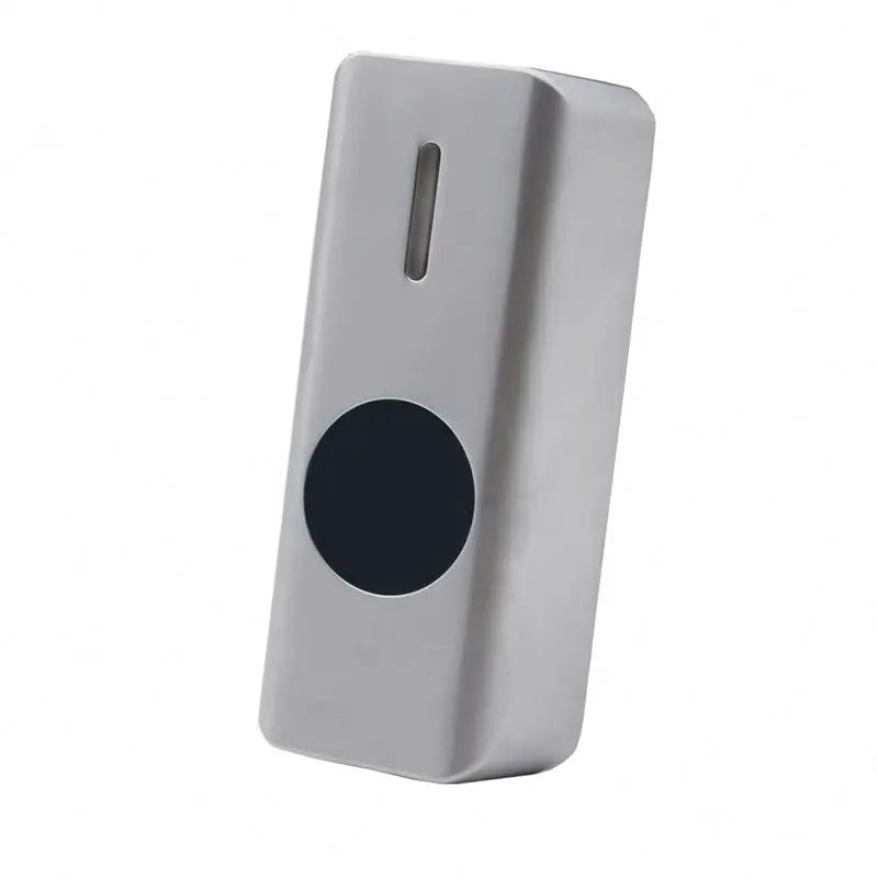 Stainless steel 12V contactless infrared sensor exit button by BackupMyFilesNow.com, featuring no-touch operation and modern design.