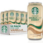 12 cans of Starbucks Doubleshot Energy Drink Vanilla Iced Coffee, 15 fl oz each, with vibrant branding and cold beverage inside