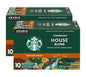 Starbucks House Blend Coffee K-Cup Pods, medium roast Arabica coffee, 10-count packs, two boxes, for Keurig brewers