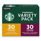 Starbucks Blonde K-Cup coffee pods variety pack with medium and dark roast for hot or iced coffee, 60 Keurig-compatible pods.