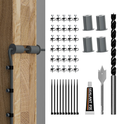Starlink Cable Routing Kit for Gen 2 and Gen 3 with grommets and pass-through tools for roof and wall mounting installation.