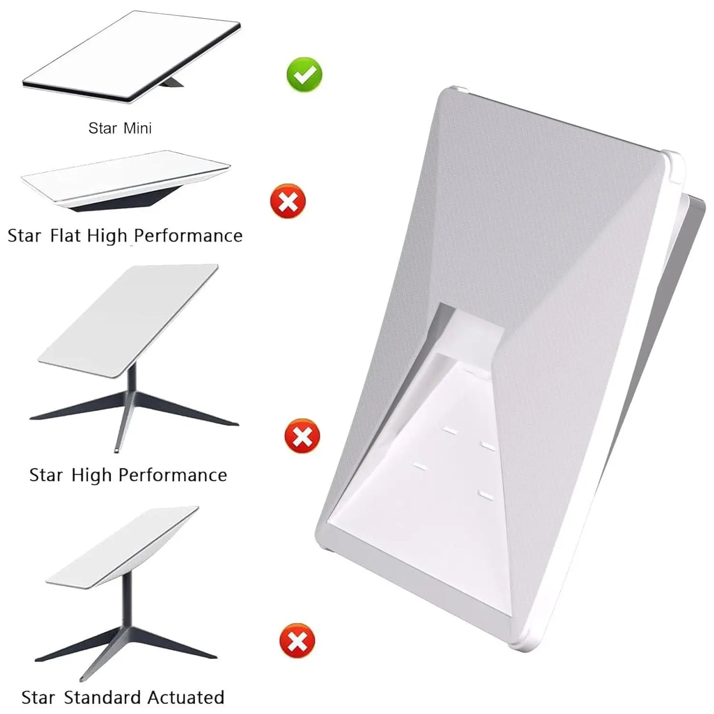 White BACKUPMYFILESNOW® Starlink Mini Mount protective bracket cover and stand holder for Starlink Mini Satellite Dish.
