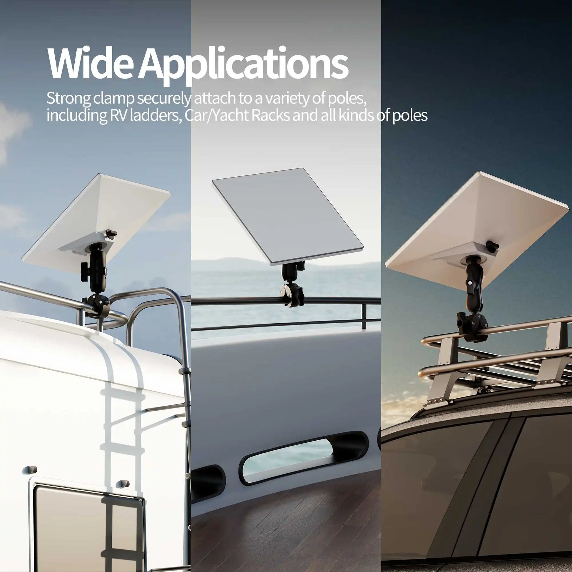 Starlink Mini Router Pipe Adapter and Adjustable Clamp Mount kit for car, RV, ladder, or yacht installation.