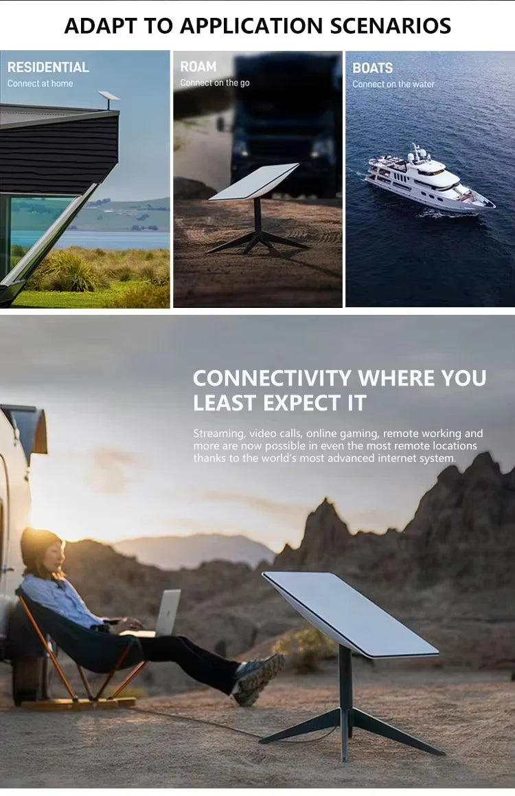 Starlink Standard Satellite Internet Kit V3 and V4 set with satellite dish, router, and cables for reliable high-speed connectivity.