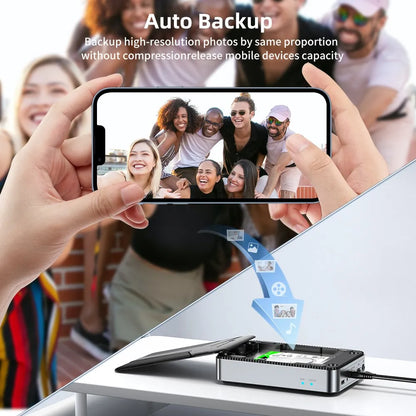 Yottamaster network storage enclosure with 2.5-inch SATA hard drive, supporting NAS private cloud, auto backup, and remote access.