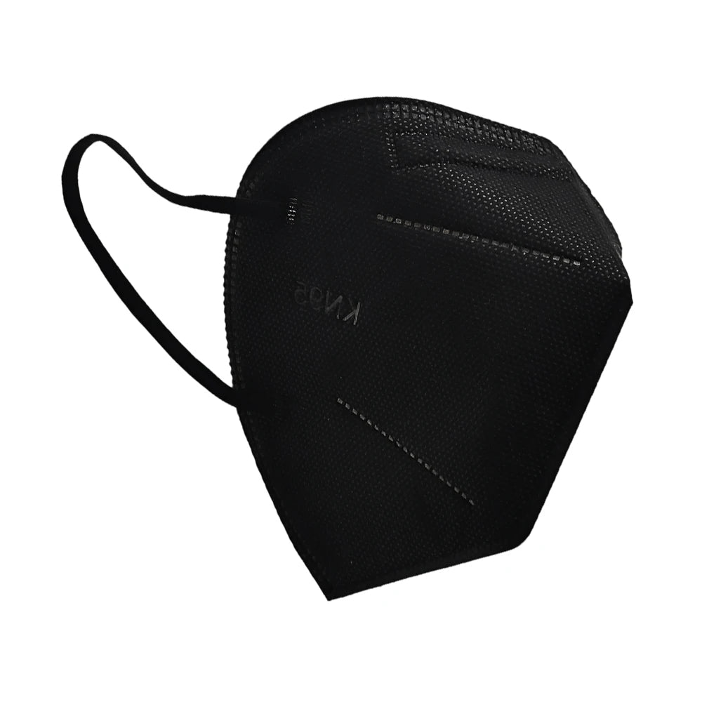 20-pack black disposable plastic respirator masks for dustproof protection, with customizable logo for adult use.