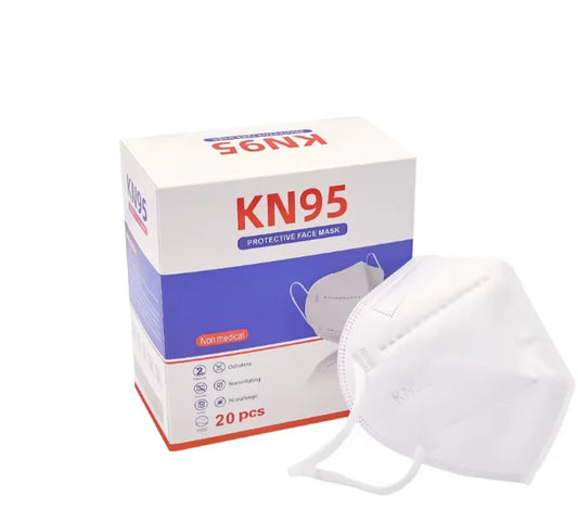 20-pack of disposable KN95 masks with 6-layer non-medical filtration, individually packaged for safety and convenience.