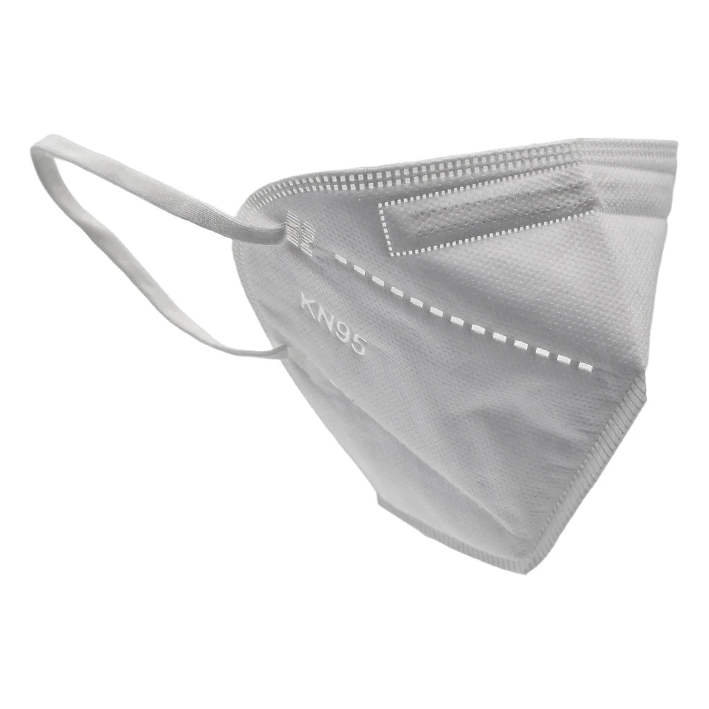 6-layer KN95 disposable face mask with foldable design, non-woven material, and space for custom logo, ready stock for respiratory protection.