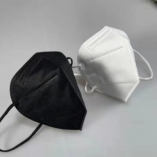 Six-pack of custom logo high-quality KN95 disposable face masks for adults, made from comfortable non-woven material with nose protection.
