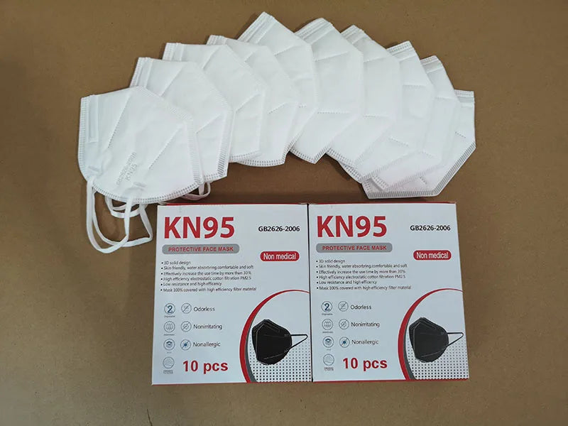 Disposable KN95 face mask with 6-layer eco-friendly design, suitable for factory, workshop, mining, and beauty center use.