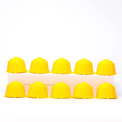 10PCS refillable coffee capsules for Nescafe Dolce Gusto, with reusable filter, spoon, and brush, high-quality and transparent.
