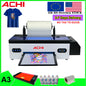 ACHI A3 DTF Printer R1390 for T-shirts, fabric printing, with DTF transfer film and oven, EU stock, compact roll DTF transfer solution.