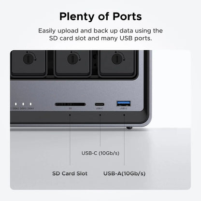 Ugreen NAS DXP4800 4-bay desktop network storage device with Intel N100 quad-core CPU and 8GB DDR5 RAM, diskless setup.