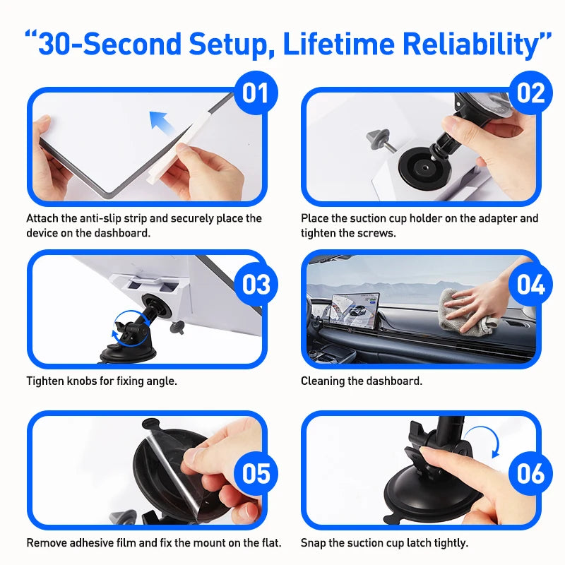 Starlink Mini Car Mount Installation Kit with suction cup base and adjustable angle for secure vehicle setup.