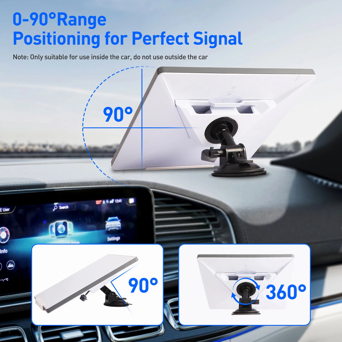 Starlink Mini Car Mount Installation Kit with suction cup base and adjustable angle for secure vehicle setup.