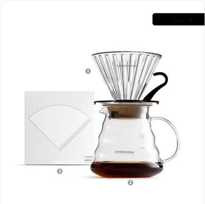Kona Coffee Drip Pot with Filter for hand-brewed coffee, featuring a sleek design and durable build from BACKUPMYFILESNOW.COM®.