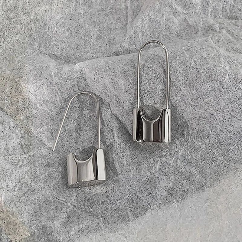 Metallic Hip Hop Lock earrings by BackupMyFilesNow.com, stylish drop earrings for women, daily wear jewelry piercing accessory