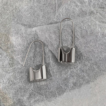 Metallic Hip Hop Lock earrings by BackupMyFilesNow.com, stylish drop earrings for women, daily wear jewelry piercing accessory