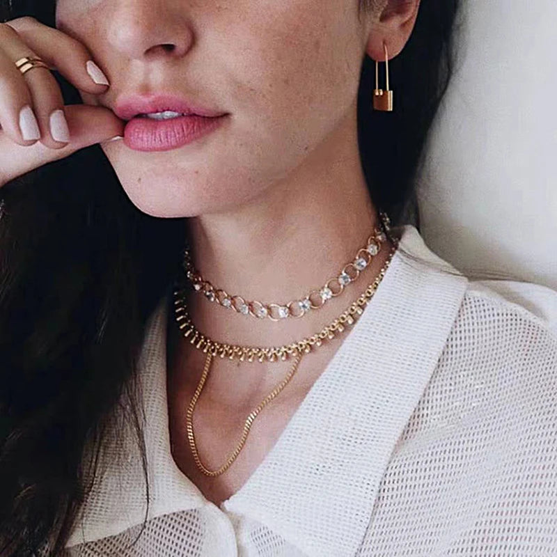 Metallic Huitan Hip Hop Lock earrings with piercing style, stylish accessories for women, daily wear, cool jewelry for everyday fashion