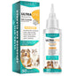 Pet ear cleaner 50ml bottle by BackupMyFilesNow.com, showing clear liquid for safe pet ear cleaning.
