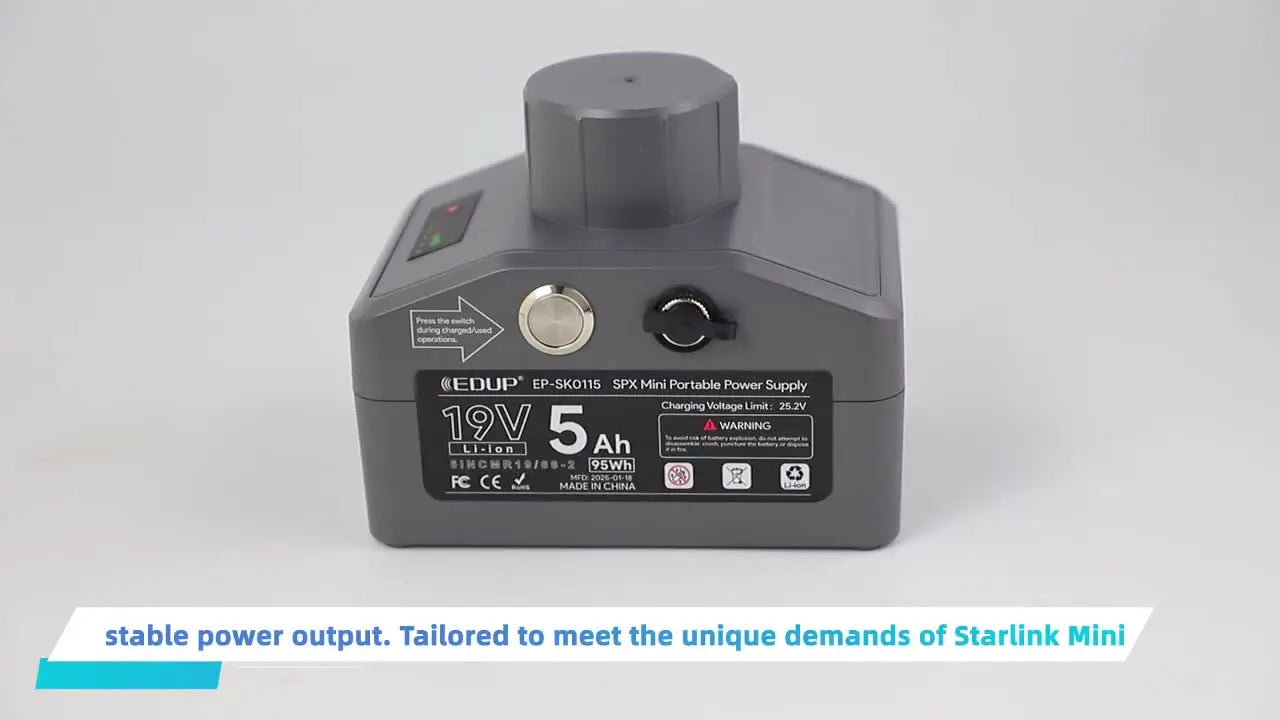 EDUP Starlink Mini portable power supply by BACKUPMYFILESNOW.COM® with 95W SPX battery, compact and designed for long-lasting portable power.