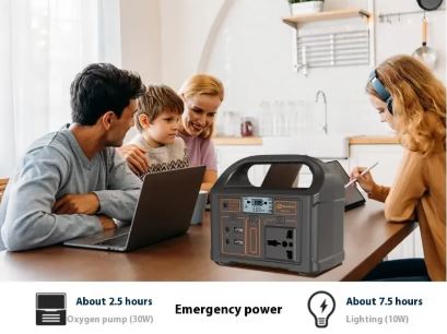 Portable power station by BACKUPMYFILESNOW.COM® with multiple USB ports and AC outlets, set against a neutral background.