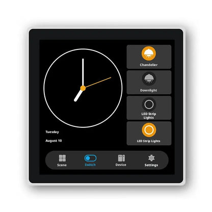 Tuya Smart Life 4-inch full touch screen European standard smart switch with 4-way load and scenario control.