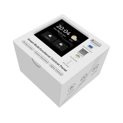 Tuya Smart Life 4-inch full touch screen European smart switch with 4-way load and scenario control, 2-in-1 design.