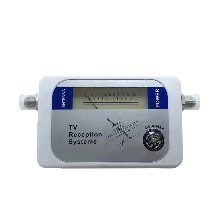 Digital satellite finder with compass, blue BACKUPMYFILESNOW® 95DTL DVB-T star tracker for signal detection and alignment.