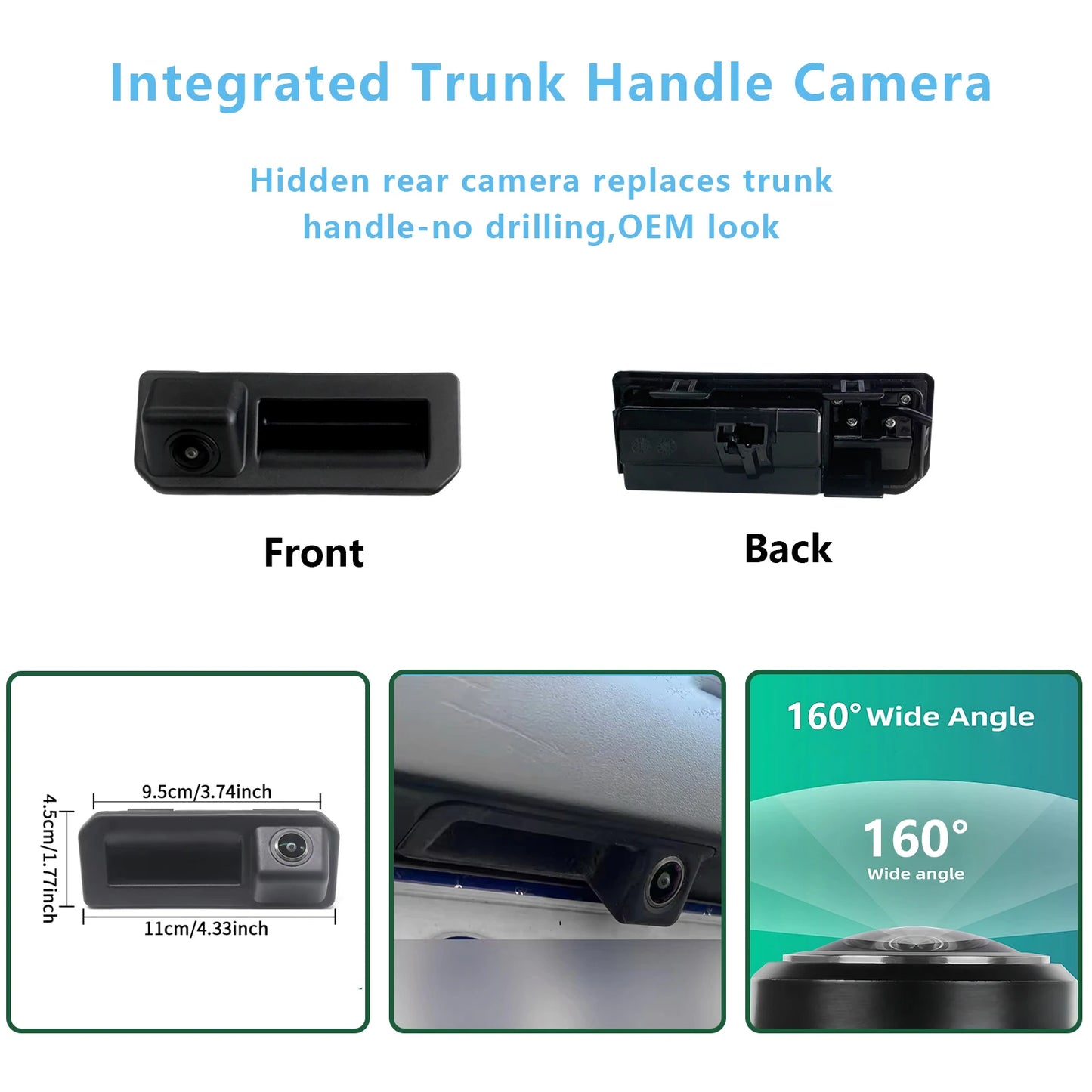AHD backup camera for Audi A3, A4, S4, A5, Q5, S5, Q3 2019-2025, MIB3 system retrofit, reverse and front view, no programming needed.