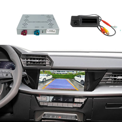 AHD backup camera for Audi A3, A4, S4, A5, Q5, S5, Q3 models 2019-2025, rear and front view, no programming needed.