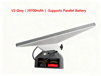 Expandable BACKUPMYFILESNOW.COM® battery pack for Starlink Mini, portable 29700mAh power bank with parallel connection for outdoor use.